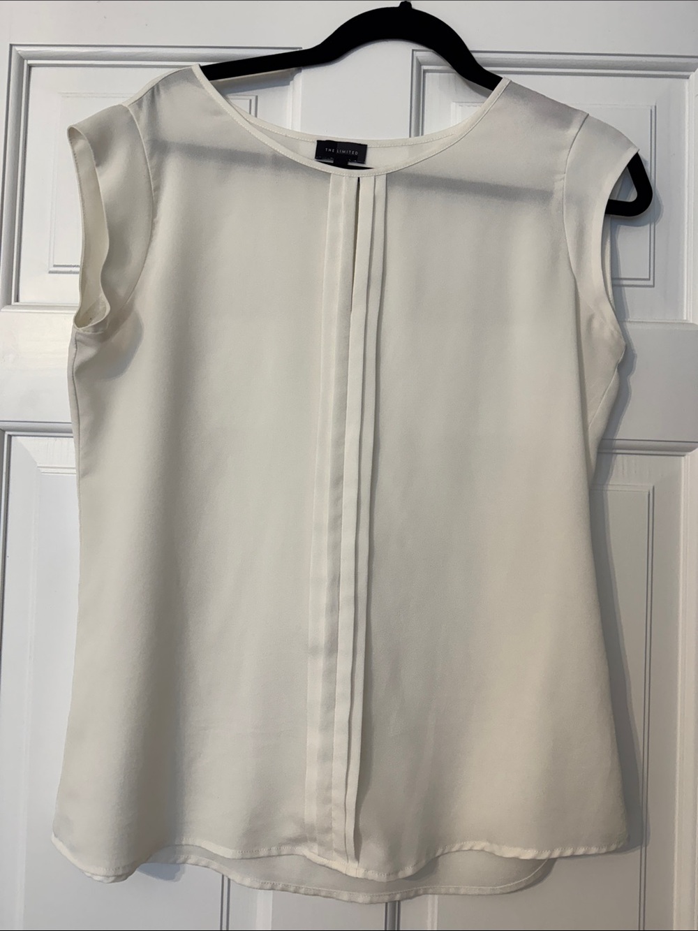 The Limited Cream Pleated Front Cap Sleeve Blouse